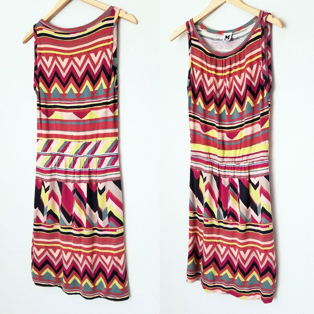 M Missoni Signature Geometric Print Sheath Dress Size 8 Multicolor Jersey Italy